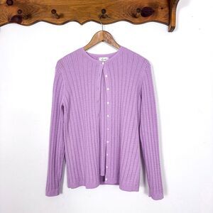VTG Foxcroft Lilac Purple 100% Supima Cotton Blouse AND Cardigan Set Medium